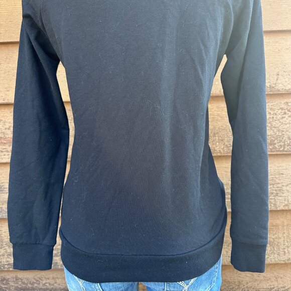 Active Womens Black Lace Front Long Sleeve Top Size M Cotton Blend - Picture 9 of 9